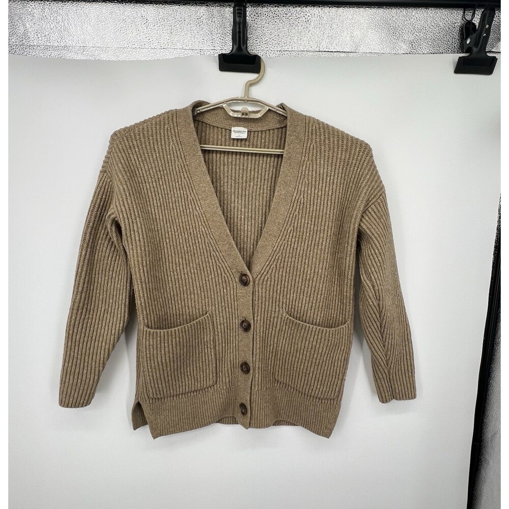 Abercrombie & Fitch Womens Cardigan Sweater Sz S Oversized Dad Grandpa Preppy